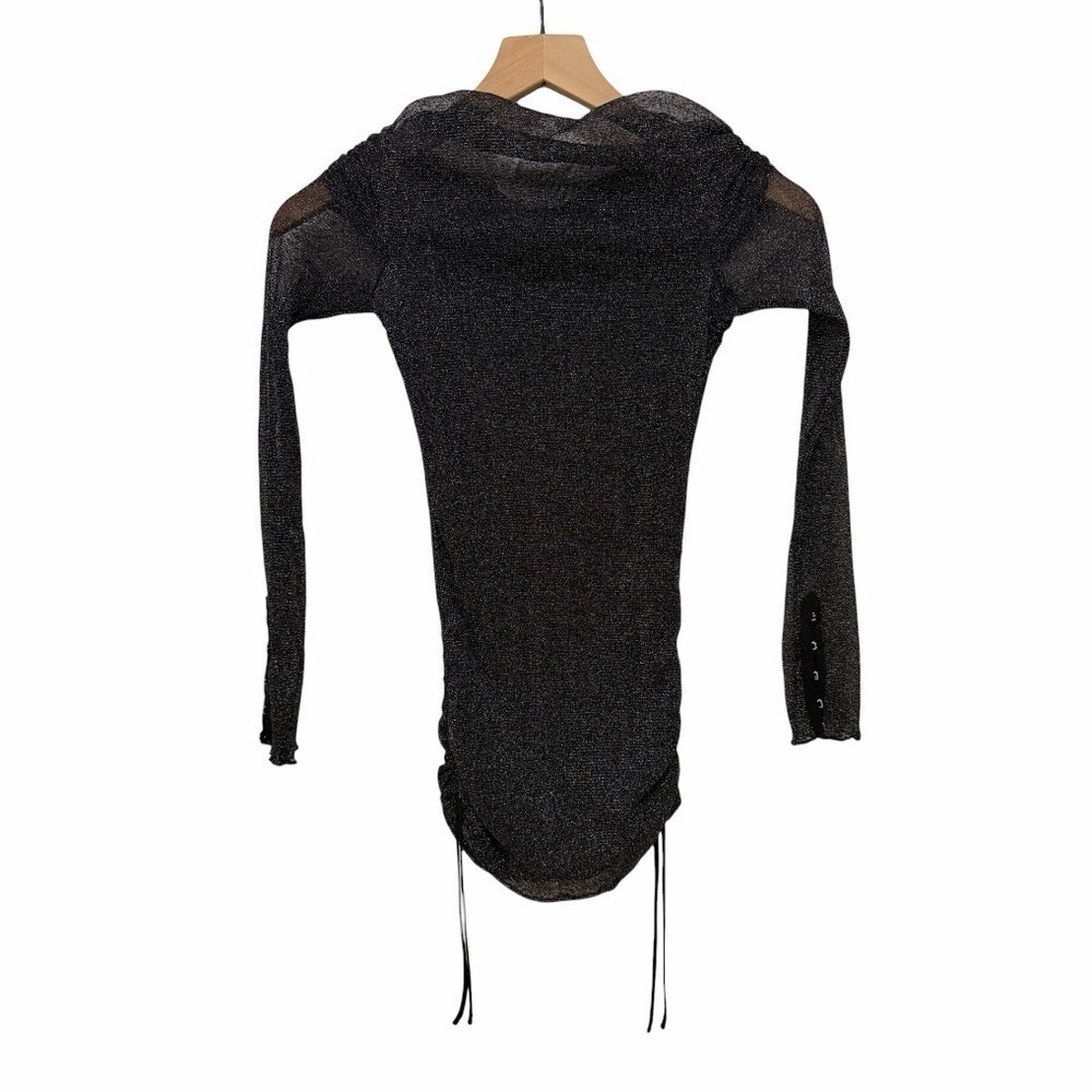 Jonathan Simkhai Standard Metallic Ruched Knit Top Off Shoulder Black | Size S - Picture 7 of 10